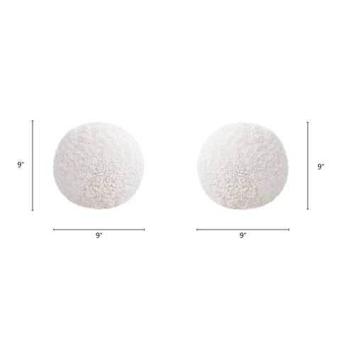 Ayla - Round Sphere Accent Ball Throw Pillow - Curly White