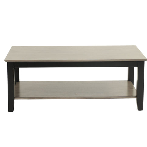 3 Piece Table Set With Open Shelf Storage, Includes Coffee, End & Console Table - Black / Black / Gray / Gray