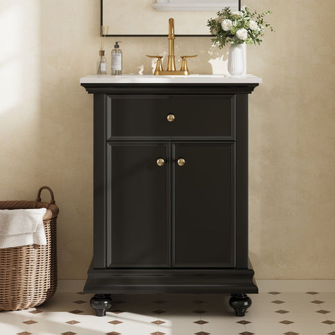 Modern Bathroom Vanity With Tip-Out Drawer And Soft-Close Hinges