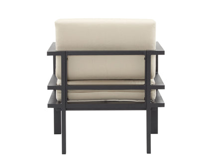 Modern 3 Piece Outdoor Patio Seating Set With Aluminum Frame And Weather Resistant Cushions - Beige / Gray