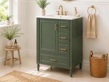Modern Bathroom Vanity With Sink, Soft Close Doors, 3 Drawers