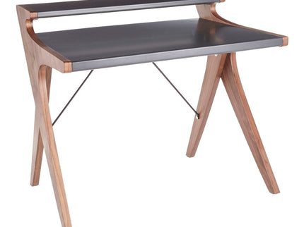 Archer - Contemporary Desk - Walnut / Gray