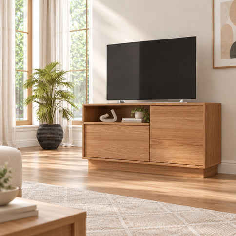 TV Stand For TVs Up To 45" With 1 Door, 1 Drawer, 1 Open Shelf - Oak