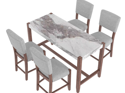5 Piece Counter Height Dining Set With 4 Upholstered Chairs