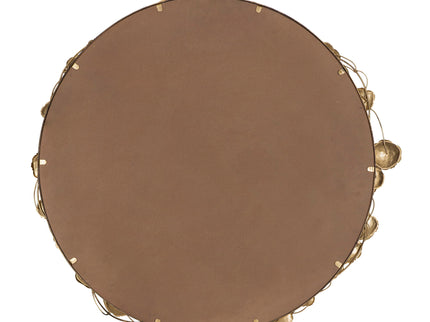 Round Metal Wall Mirror With en Leaf Accents, Modern Decor Mirror For Living Room Entryway Hallway - Gold