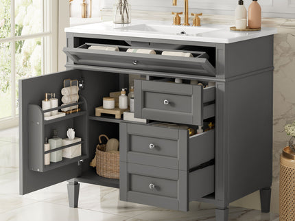 Bathroom Vanity With Top Sink, 2 Drawers, Tip Out Drawer