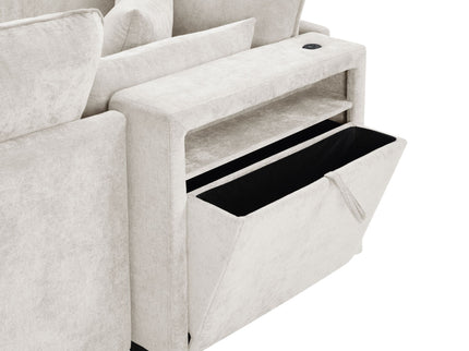 Modern Sectional Sofa U-Shaped With Movable Ottoman Storage Armrests And USB Ports