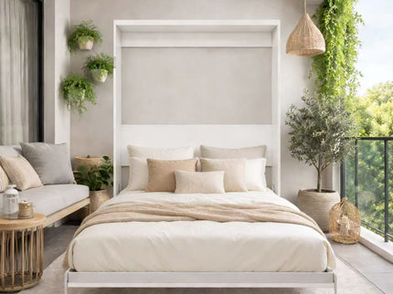 Queen Size Vertical Murphy Wall Cabinet Folding Bed With Automatic Legs - Gray