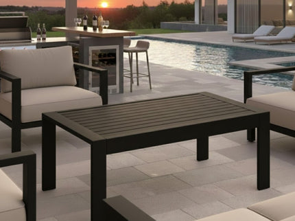 All-Weather Outdoor Coffee Table With Wood-Look Top