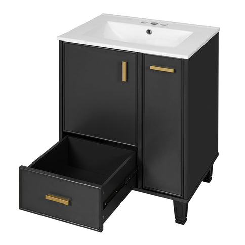 Bathroom Vanity With Sink, Deep Drawer, Door Shelf, 2 Tier Basket