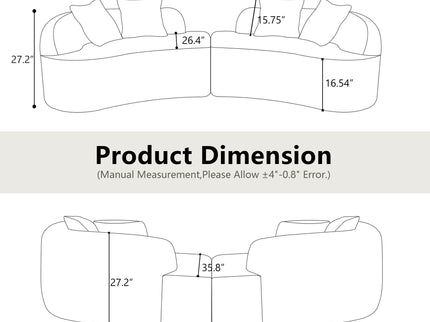 Curved 4 Seater Full Compression Sponge Sofa