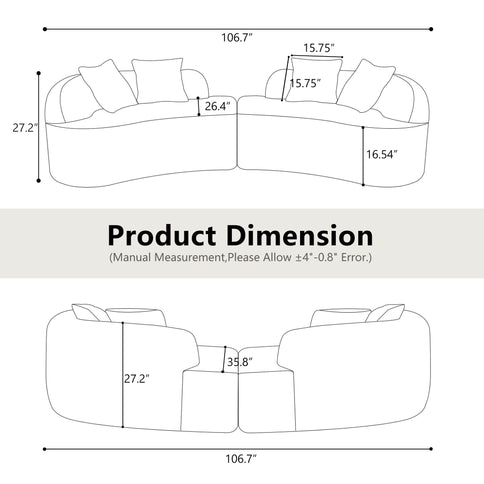 Curved 4 Seater Full Compression Sponge Sofa