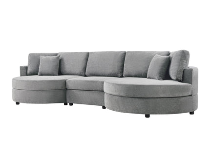 Modern 3 Seater Upholstered Sofa With Curved Design