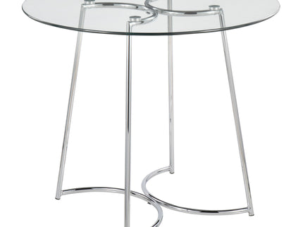 Cece Dahlia - 3 Piece Contemporary Dining Set - Chrome / Clear / Gray