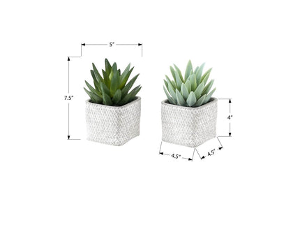 Artificial Succulent, Table Decor (Set of 2) - Green / Gray
