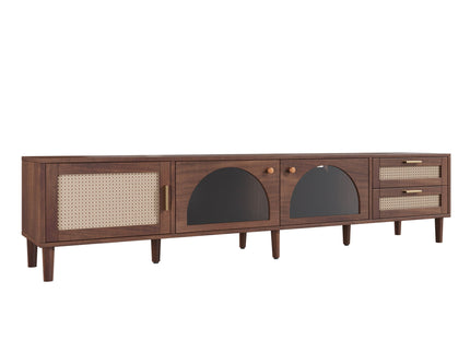 TV Stand For TVs Up To 90", Media Console With App Controlled LED Lights, 2 Drawers & Door Storage - Dark Brown