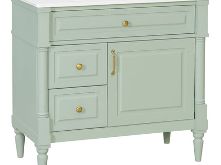 Freestanding Bathroom Vanity With Sink, Adjustable Shelf, Flip Drawer