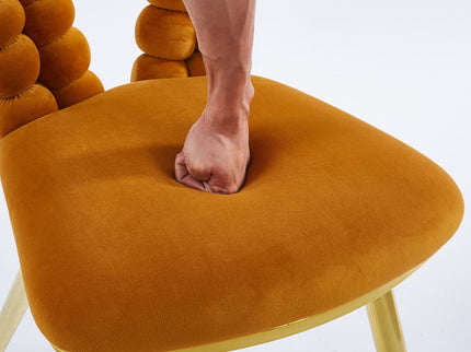 Modern Chair With Iron Tube Legs, Soft Cushions And Comfortable Backrest, Suitable For Dining Room, Living Room, Cafe, Hairball Back