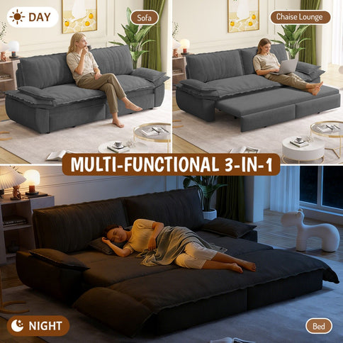 Pull Out 3-In-1 Convertible Sleeper Sofa