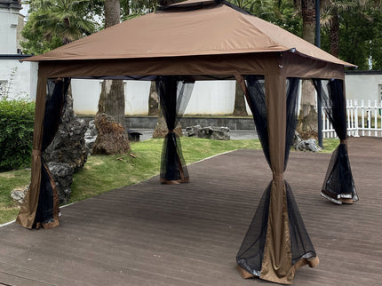 Outdoor Pop Up Gazebo Canopy With 2 Tier Soft Top And Removable Zipper Netting