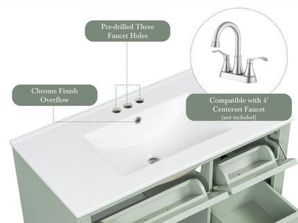 Modern Bathroom Vanity With Sink, 4 Drawers, Soft-Close Door, Adjustable Shelf