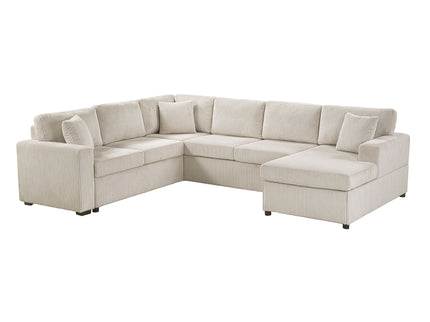 Oversized Sectional U-Shaped Sofa With Chaise Lounge And Three Soft Throw Pillows