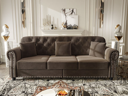 Upholstered 3 Seater Sofa Set With Ottoman