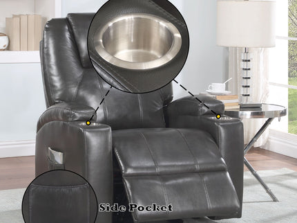 Recliner With Power Lift & Massage - Gunmetal