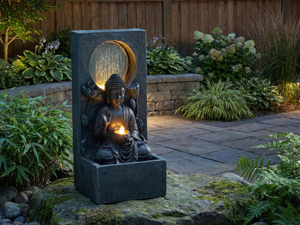 Zen - Outdoor Buddha Waterfall Fountain - Black