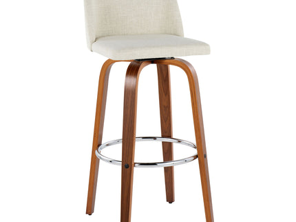Toriano - Contemporary, Fixed Height Barstool Swivel & Round Footrest (Set of 2)