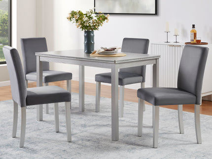 Dining Table Set, Table With A Rectangular Table And Upholstered Chairs