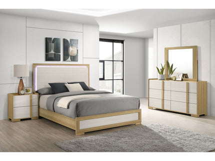 Lincoln - 4 Piece Queen Bedroom Set With LED Lighting - Natural