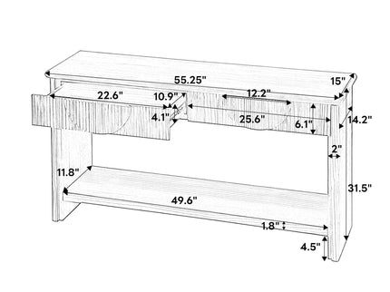 Fluted Console Table With Semi Circular Drawers - Natural