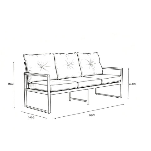 Oversized Outdoor Conversation Set, 5 Seater - Blue