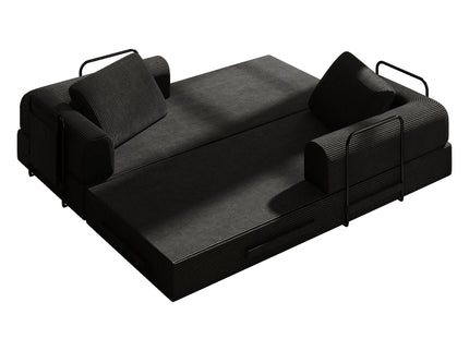 Convertible Sleeper Sofa Bed With Cylindrical Pillow, Fixed Shape Frame