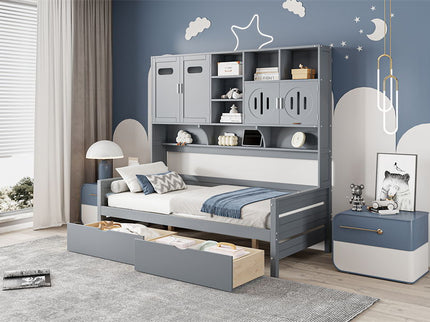 Daybed With All-In-One Cabinet And Shelf