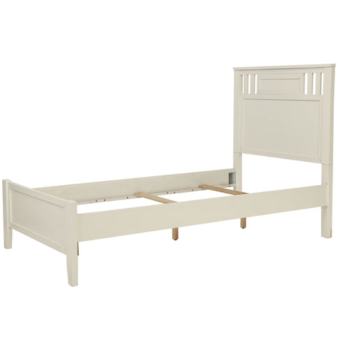 Simple Frame With Headboard And Vertical Carved Design