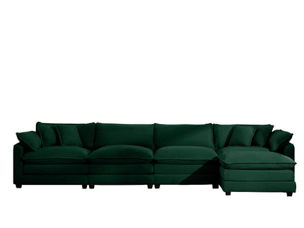 Modern Modular Cushion Sofa With Ottoman, Low Back, Deep Seating Sofa Set