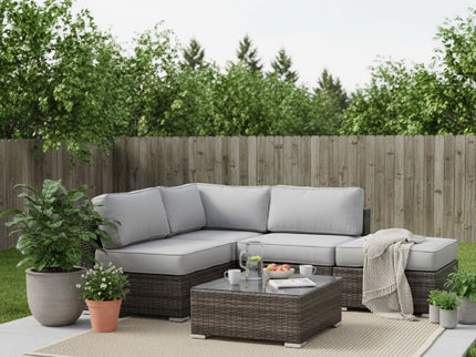 Seating Set With Cushions Handcrafted Wicker Design