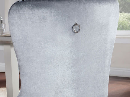 Upholstered Wingback Dining Chair (Set of 2) - Dark Gray / Silver