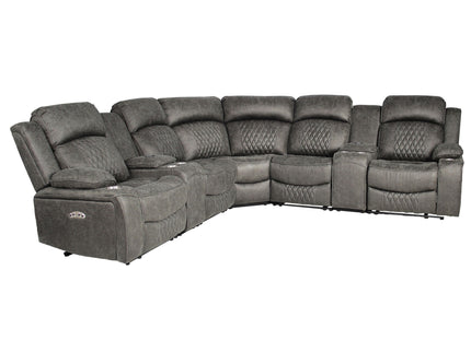 Power Motion Reclining Sectional Set With Console
