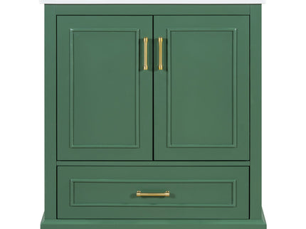 Bathroom Vanity With Sink, 1 Divided Drawer And 2 Soft Close Doors With Double Shelf