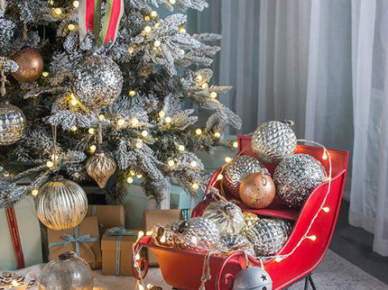 Christmas Ball Ornaments, Glass Decorative Hanging Ball Christmas Tree Ornaments For Holiday Party Decorations (Set of 4) - Silver