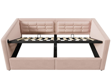 Upholstered Hydraulic Storage Daybed With USB & Type C Charging