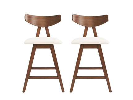 Mid Century Modern Counter Stool With V Shape Frame And Upholstered Seating