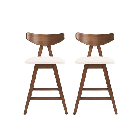 Mid Century Modern Counter Stool With V Shape Frame And Upholstered Seating