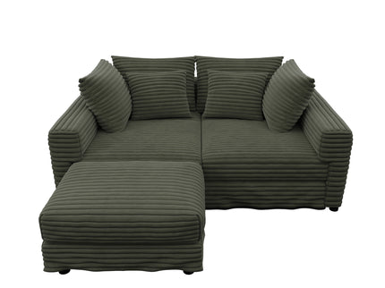 Convertible Deep Seat Sofa With Soft Pillows And Ottomans