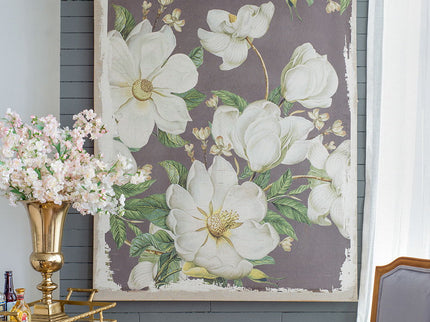 Large Botanical Wall Art Prints, Home Decor For Living Room Dining Room Bedroom Hallway - White / Gray