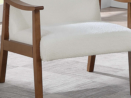 Upholstered Accent Chair With Frame Low Profile Seating For Living Room - White