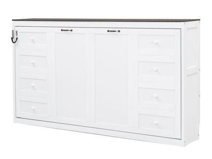 Murphy Bed With LED Light, Foldable Wall Bed Cabinet